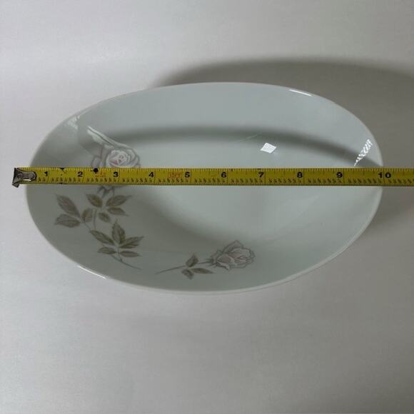 Noritake Edenrose 10" Oval Vegetable Bowl Gray/Pink/White Roses VTG - Picture 9 of 16